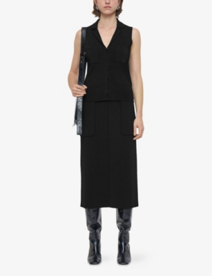 Joseph Womens Black Milano Sleeveless Stretch-knitted Vest In Black