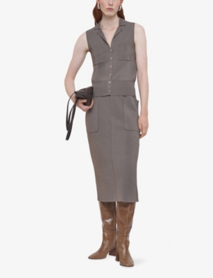 Joseph Womens Mushroom Milano Stretch-knit Vest In Brown