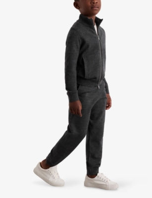 Reiss Derby Grey Melange 13-14 Yrs Merino Wool Cuffed Joggers In Multi