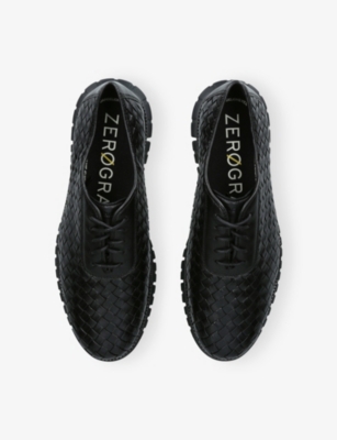 Cole Haan Mens Black Zerøgrand Remastered Woven Leather Oxford Shoes Eur 43.5 / 9.5 Uk In Animal Print