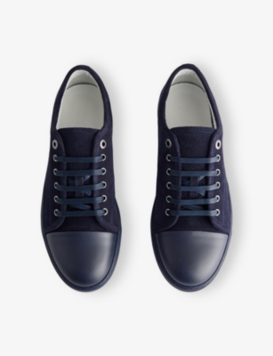 Lanvin Ddb1' Navy Black Leather Sneakers In Blue