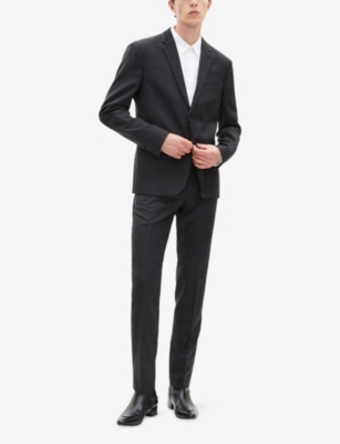 The Kooples Mens Black Notched-lapel Slim-fit Single-breasted Stretch-wool Blazer In Black