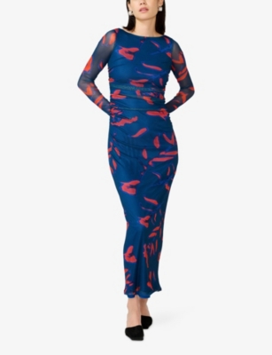 OMNES: Hollis Graphic-Print Stretch-Mesh Maxi Dress