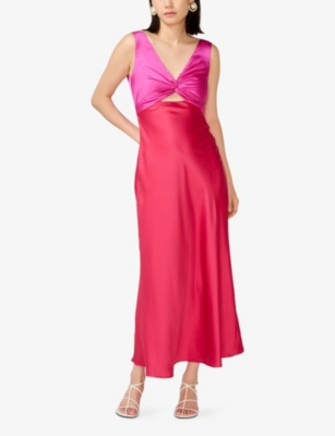 OMNES: Maggy V-Neck Satin Midi Dress