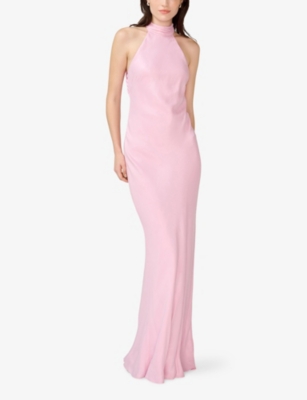 Omnes Womens Vintage Pink Milos High-neck Satin Maxi Dress In Pink