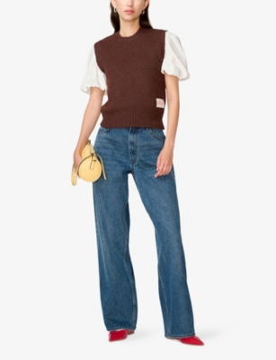 Omnes Womens Riri Logo-patch Knitted Vest Chocolate In Brown