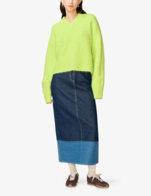 Omnes Womens Daria Oversized Knitted Jumper Green Xs In Green