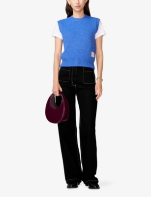 Omnes Womens Riri Crewneck Stretch Wool-blend Vest Cobalt In Blue