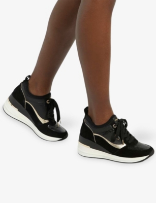 DUNE: Ellaina Suede Low-Top Wedge Trainers