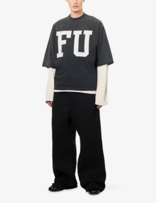 Fear Of God Mens Black Fu Educate Relaxed-fit Cotton-jersey T-shirt In Black