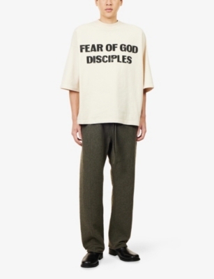 Fear Of God Mens Oat Disciple Relaxed-fit Cotton-jersey T-shirt Xs In Brown