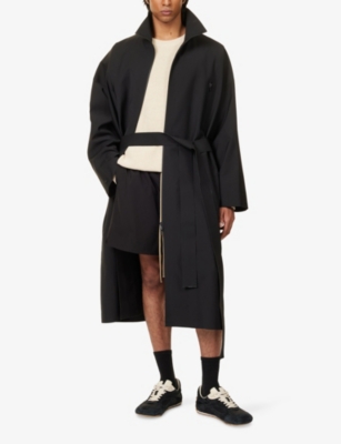 Fear Of God Mens Black Relaxed-fit Stretch-woven Trench Coat In Black