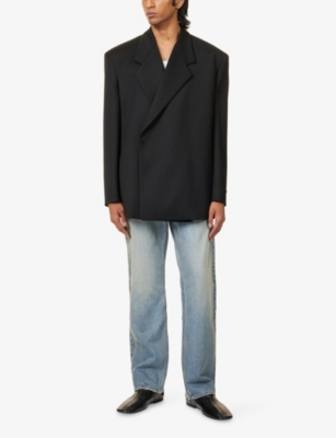 Fear Of God Mens Black Notch-lapel Double-breasted Wool Blazer In Black