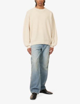 Fear Of God Mens Bone Racked-rib Crewneck Knitted Wool Jumper In Brown