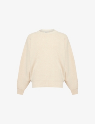 Fear Of God Mens Bone Racked-rib Crewneck Knitted Wool Jumper In Brown