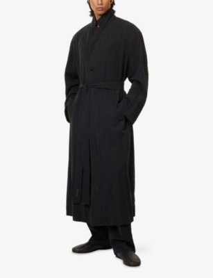 Fear Of God Mens Black Unlined Longline Woven Overcoat In Black