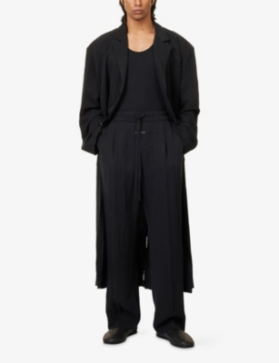 Fear Of God Mens Black Drawstring Wide-leg Woven Trousers In Black