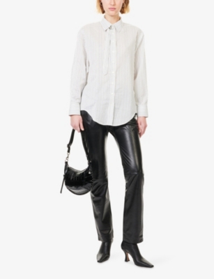 Isabel Marant Womens  Aurora Striped Cotton And Silk Shirt In White