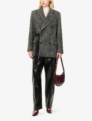 Isabel Marant Womens Atrium Ezzia Double-breasted Wool-blend Jacket Black Ecru In Multi