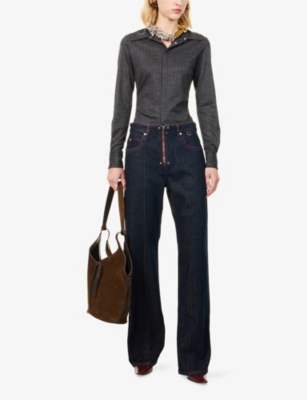 Isabel Marant Womens Atrium Noanda Pinstripe Wool-blend Trousers Black In Black