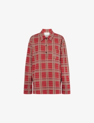 Isabel Marant Womens Red Bruna Plaid-pattern Cotton Blouse In Red