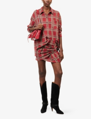 Isabel Marant Womens Red Gisen Plaid-pattern Cotton Mini Skirt In Red