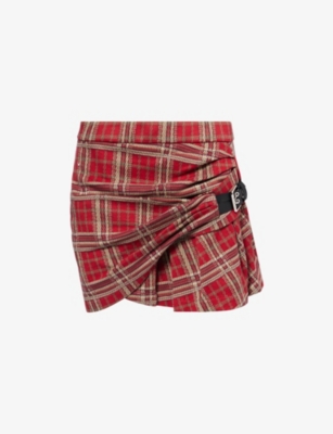 Isabel Marant Womens Red Gisen Plaid-pattern Cotton Mini Skirt In Red