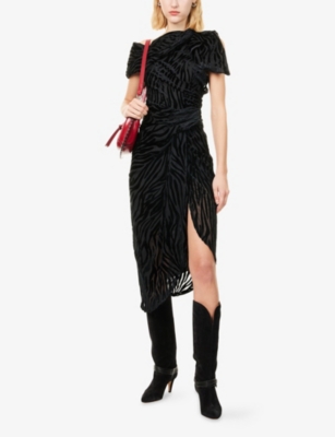 Isabel Marant Womens Black Atrium Cyane Draped Woven Midi Dress In Black