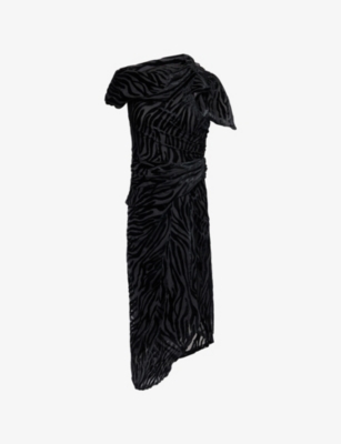 Isabel Marant Womens Black Atrium Cyane Draped Woven Midi Dress In Black