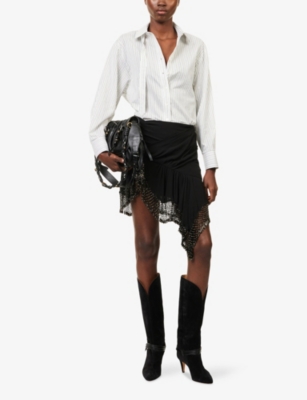 Isabel Marant Womens Black Enaya Scarf Silk-georgette Mini Skirt In Black