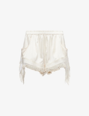 Isabel Marant Womens Ecru Ildana Lace-trim Silk Shorts In Neutral