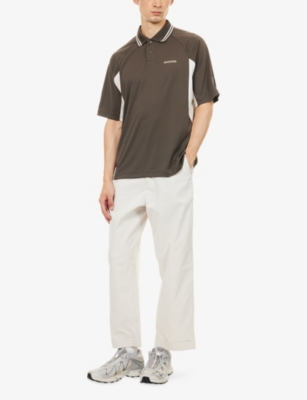 MANORS: Arc Logo-Print Woven Polo T-Shirt