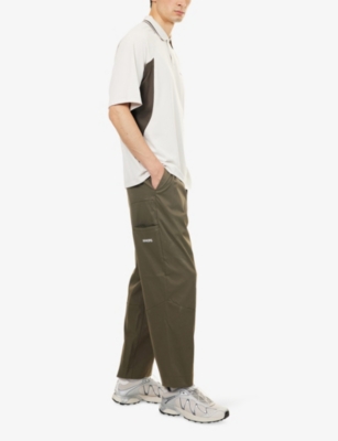 Manors Mens Dark Olive Pleated Straight-leg Woven Chinos In Green