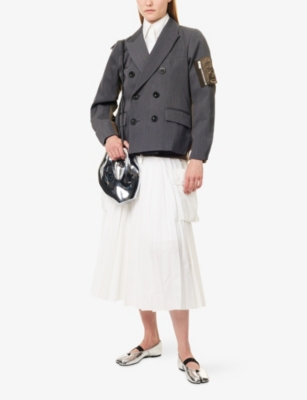 SACAI: Stripe Doeskin Wool-Blend Jacket