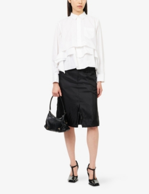 SACAI: Layered-Hem Cotton-Poplin Shirt