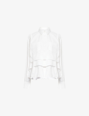 SACAI: Layered-Hem Cotton-Poplin Shirt