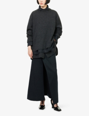 SACAI: Melton Buttoned Wool Maxi Skirt