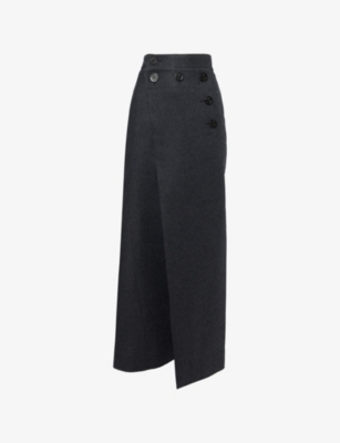 SACAI: Melton Buttoned Wool Maxi Skirt