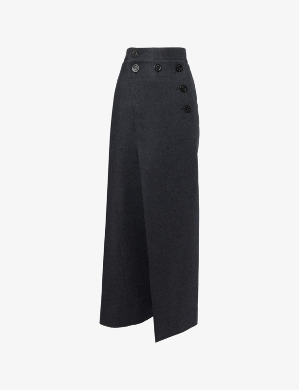 Melton Buttoned Wool Maxi Skirt