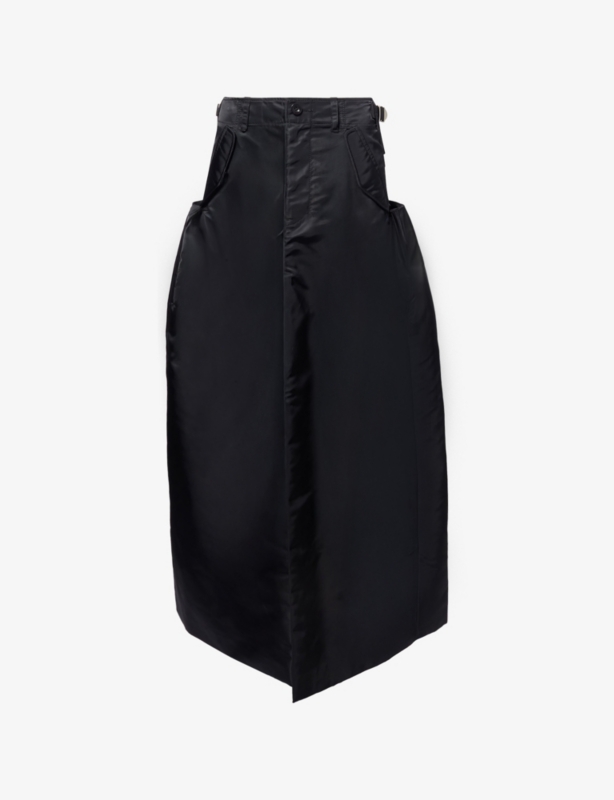 V-Slit High-Rise Twill Midi Skirt