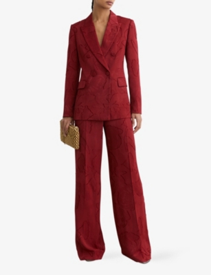 REISS: Ottelie Jacquard Double-Breasted Woven Blazer