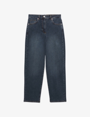 Reiss Womens  Marcie Straight-leg Stretch-denim Jeans In Gray