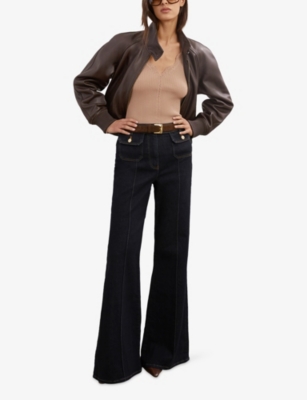 Reiss Womens  Ria Flared-leg Stretch-denim Jeans In Blue