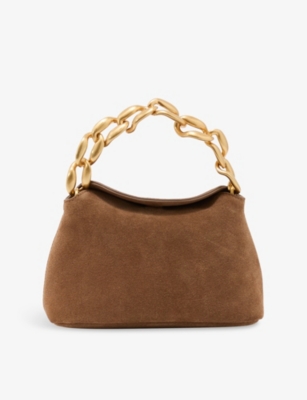 Womens Reiss Peony Chain-Strap Suede Grab Bag