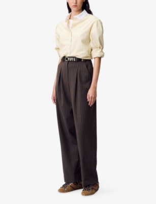 CLAUDIE PIERLOT: Straight High-Rise Stretch Wool-Blend Trousers