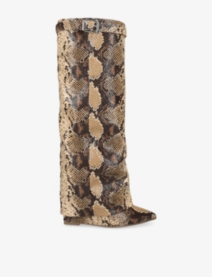 Steve Madden Womens Brown/oth Corenne Heeled Leather Knee-high Boots Eur 38/5 Uk In Multi