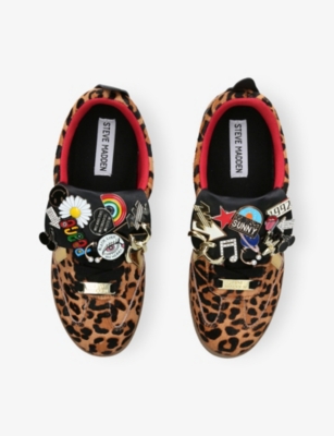Steve Madden Womens Brown/oth Divulge-l Leather Trainers Eur 38/5 Uk In Animal Print