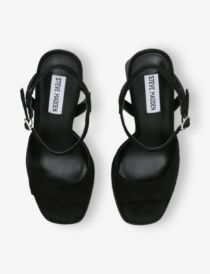 Steve Madden Womens Black Miliana Heeled Suede Sandals Eur 37 / 4 Uk In Black