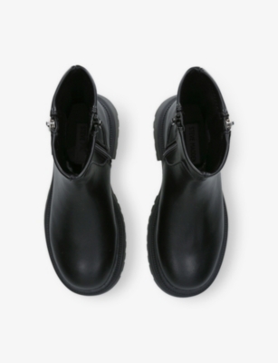 Steve Madden Womens Black Roadmap Leather Ankle Boots Eur 37 / 4 Uk In Black