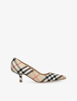 BURBERRY: Check Dame 55 Linen Pumps